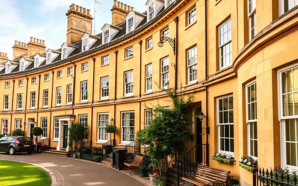 Honey-coloured Georgian crescent in Bath